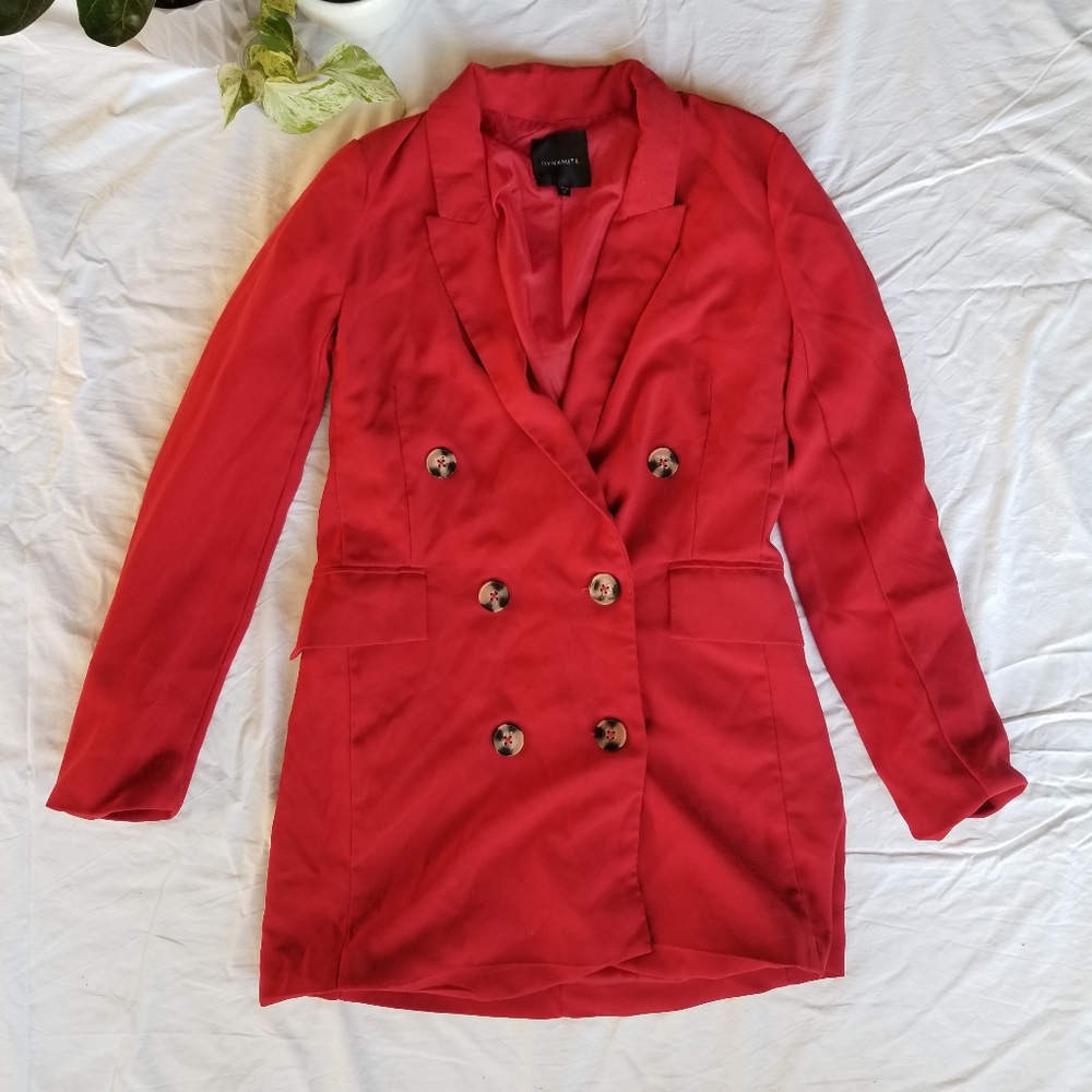 Dynamite cherry red boyfriend blazer